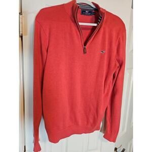 Vineyard Vines Men’s Small ¼-Zip Cotton Sweater / Mock Quarter Zip ~ Coral/Red